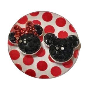 Origami Owl Crystal Mickey & Minnie Mouse Charms & Polka Dotted Plate